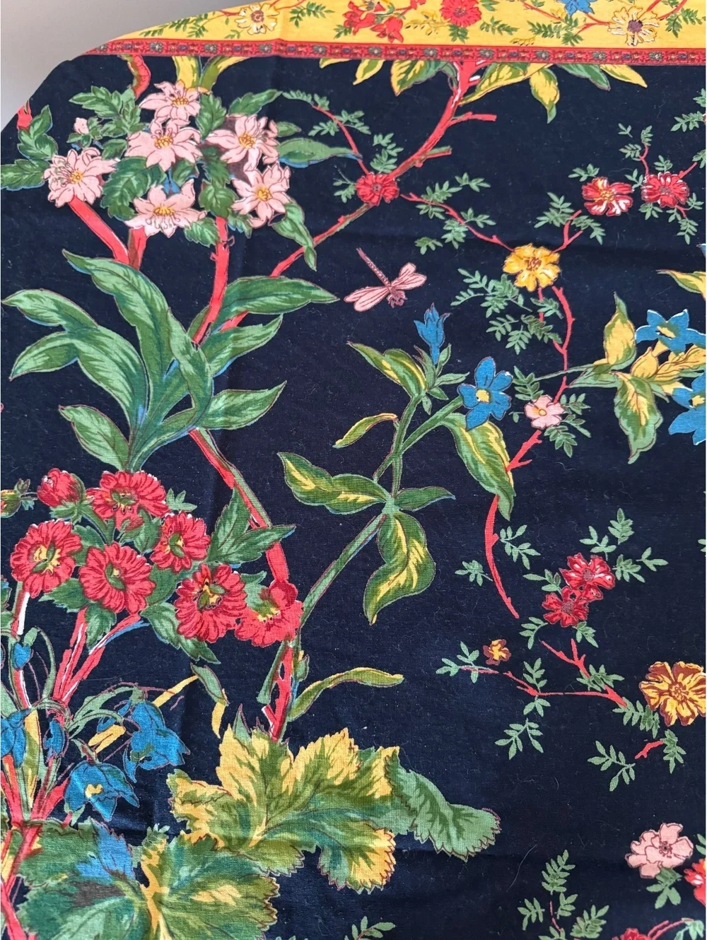 Rare Mackenzie-Childs Botaniste Cotton Table Topper 54x54